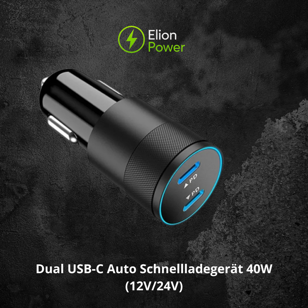 Dual USB-C Auto Schnellladegerät 40W (12V/24V)