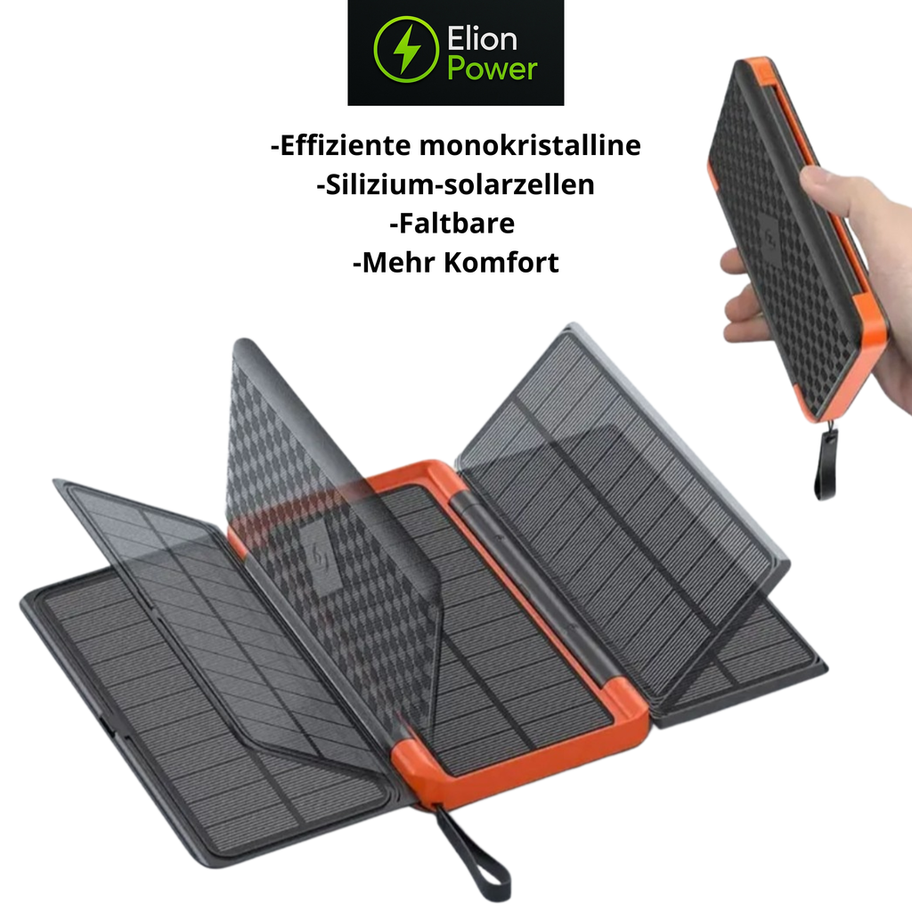 Elion Powerbank – Wireless Charging mit ausklappbarem Solarpanel