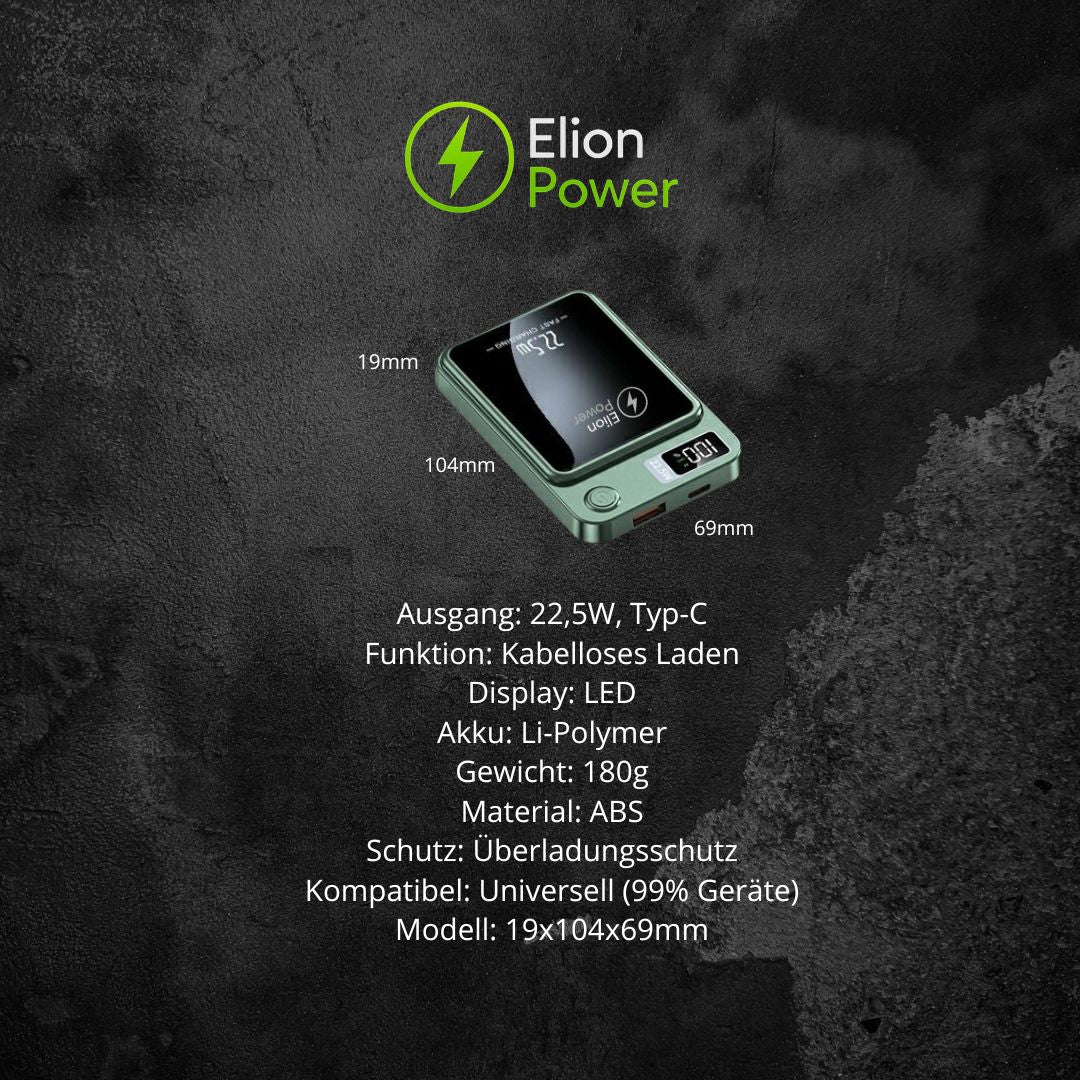 Elion Powerbank 22.5W - 10.000 mAH, USB-C & Lightning