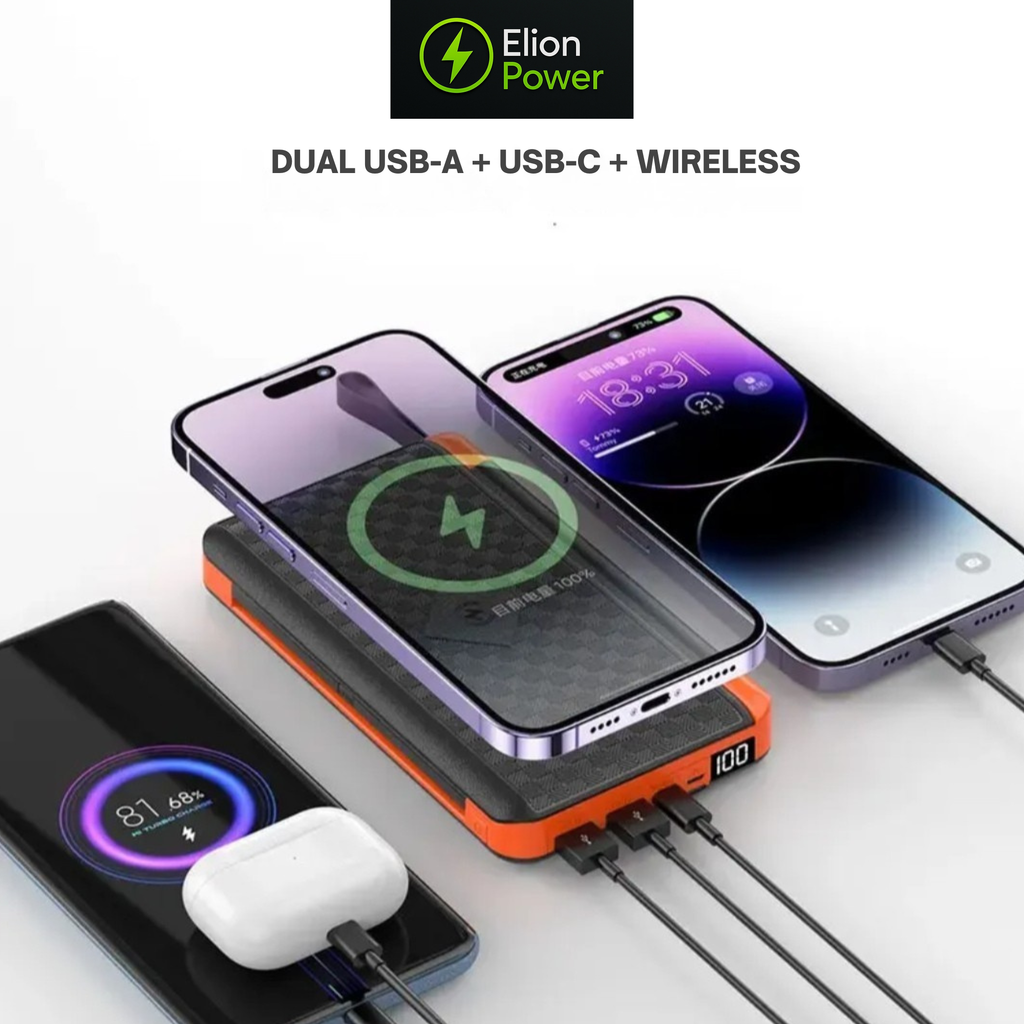 Elion Powerbank – Wireless Charging mit ausklappbarem Solarpanel