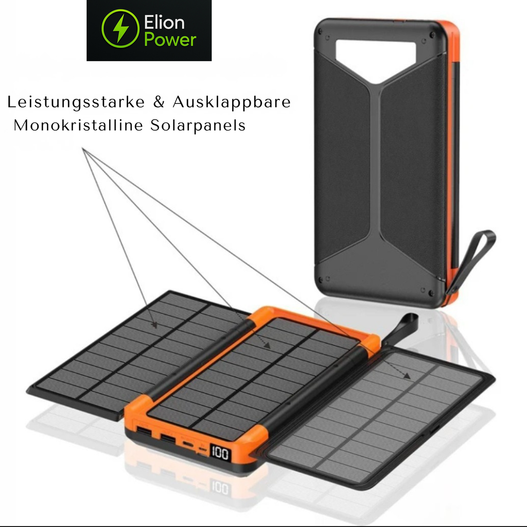 Elion Powerbank – Wireless Charging mit ausklappbarem Solarpanel