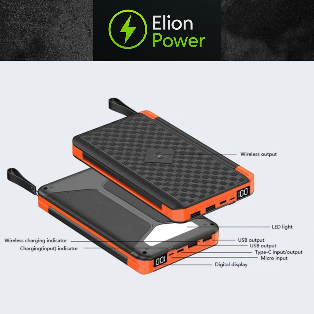 Elion Powerbank – Wireless Charging mit ausklappbarem Solarpanel